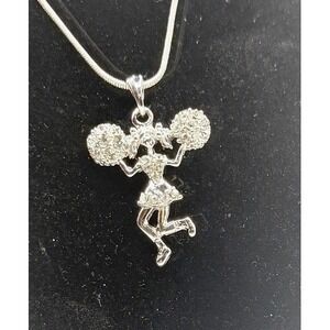 NEW Cheerleader Charm Necklace Articulated Clear Rhinestone Spirit Gift